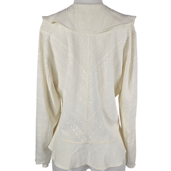 Coldwater Creek Cream Azteck  Ruffle Women's Lightweight Blouse XL - Picture 3 of 7